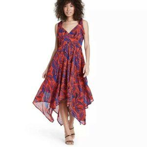 ALEXIS x Target | Tropical Leaf Tie Strap Asymmetrical Hem Dress | Size M
